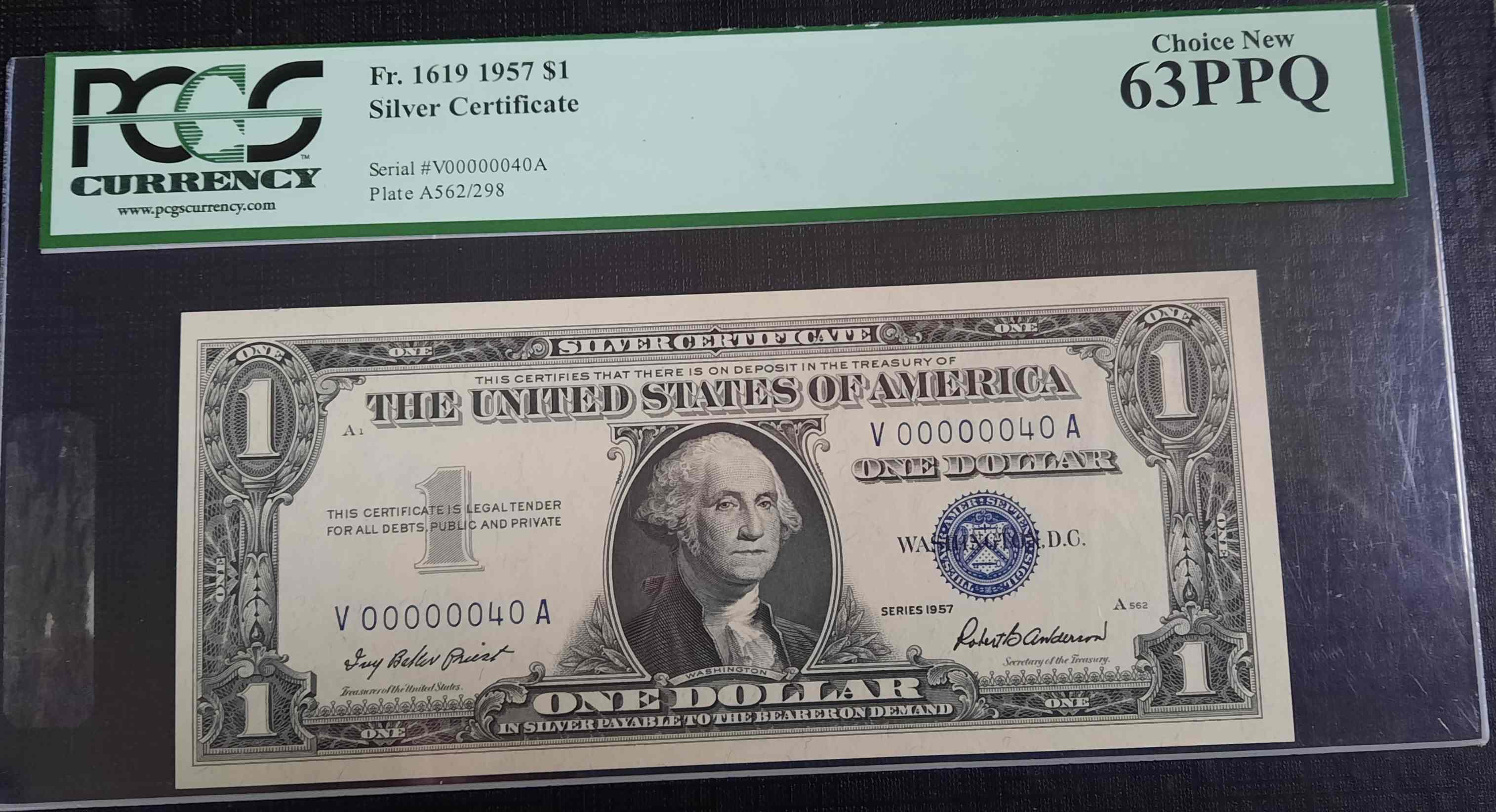 1957-$1-Silver-Certificate-Fr.-1619-PCGS-Ch-63-PPQ