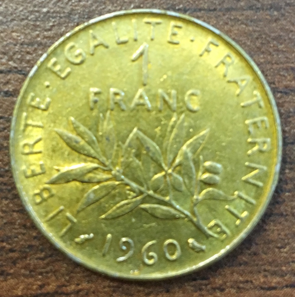 1960-1-Franc-Republique-Fran�aise-Obverse-And-Reverse-Different-Colour