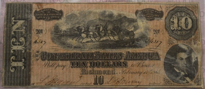 1864-'Plate-A'-Confederate-10-Dollar-Note