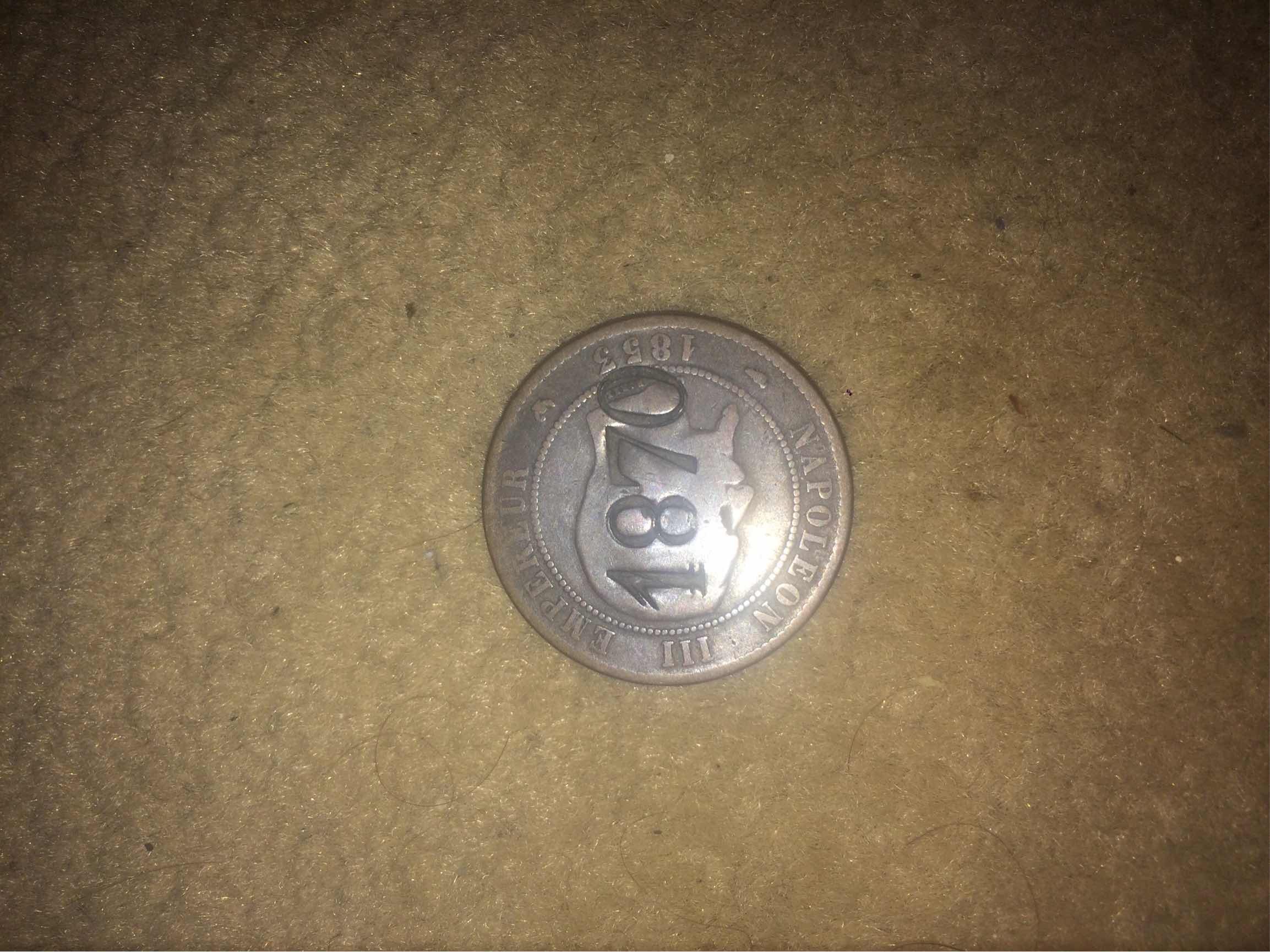 French-1853-10-Centimes-Stamped-1870.