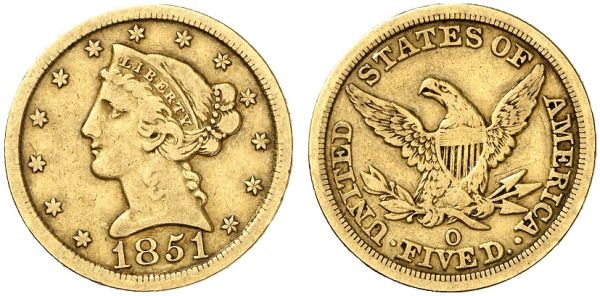 1851-'O'-Five-Dollar-Coin---Your-Grading-Opinions-Please