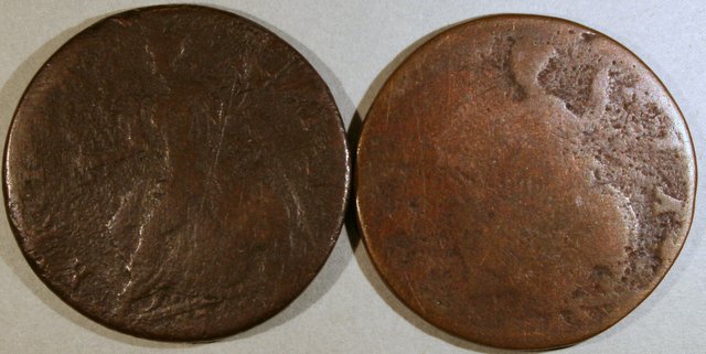 Possible-Colonial-Coins,-Very-Worn,-Help-Identify-And-Info