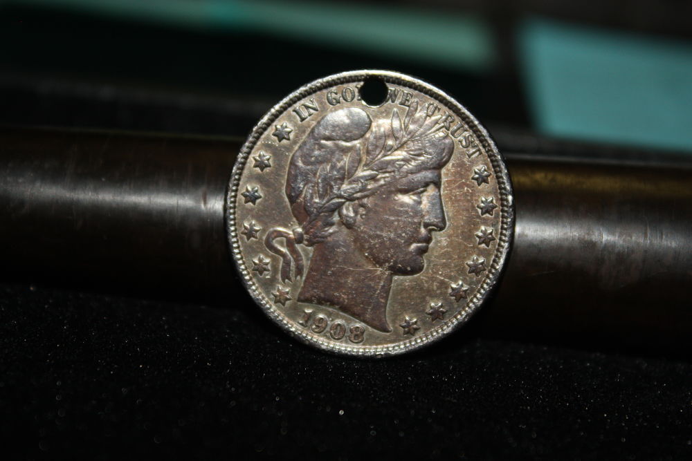 Holed-1908-D-Barber-Half-Dollar