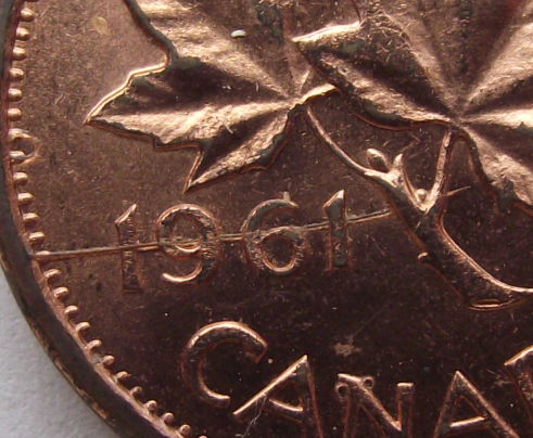 1961-Penny---Die-Crack-Through-Date-And-