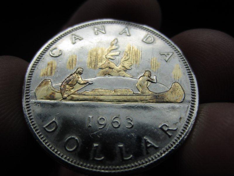 1963-Canadian-Silver-Dollar-With-Gold-On-It