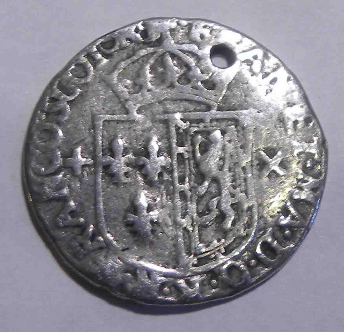 Older-Coin-With-Fleur-De-Lis-And-Latin-|-Scotland-1560