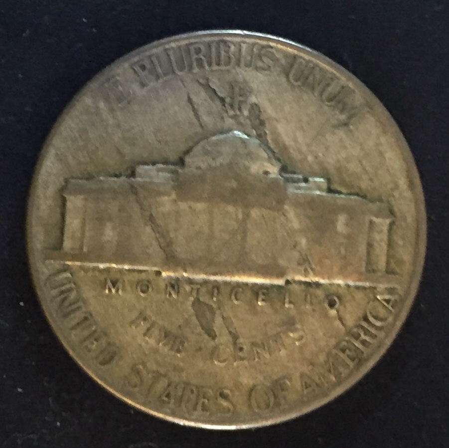 1943-P-Jefferson-Five-Cents---Possible-Lamenation-Error-On-Reverse