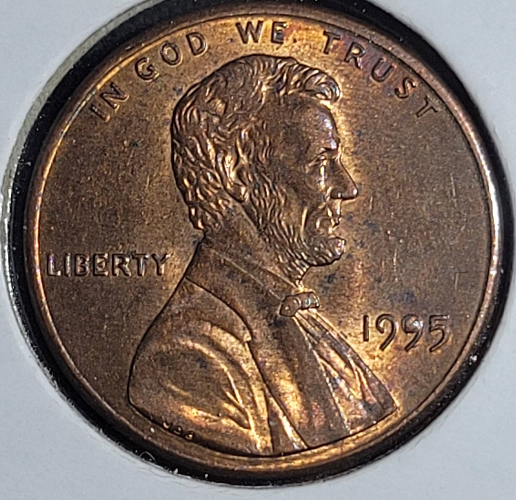 1995-P-Lincoln-Cent-With-Cud-In-Date?--DDR-Or-Machine-Doubling-On-Reverse?