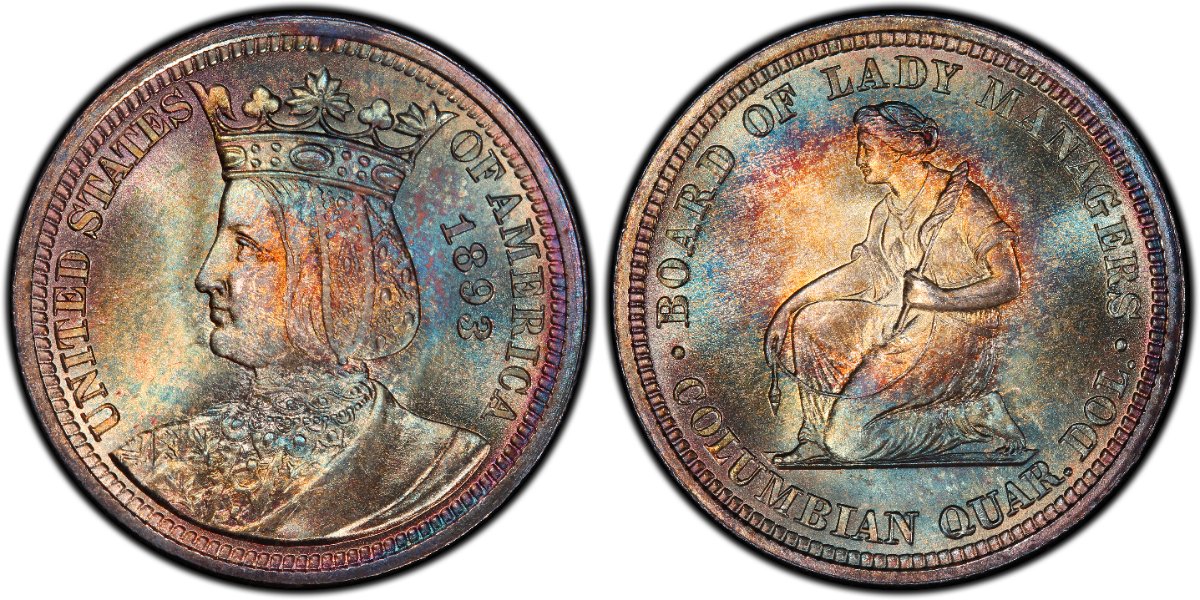 Toner-Tuesday:-1893-Isabella-Quarter-PCGS-MS-68