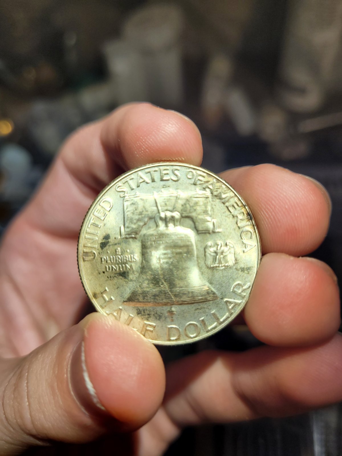 1950-Franklin-Half-Dollar-Proof-Before-And-After