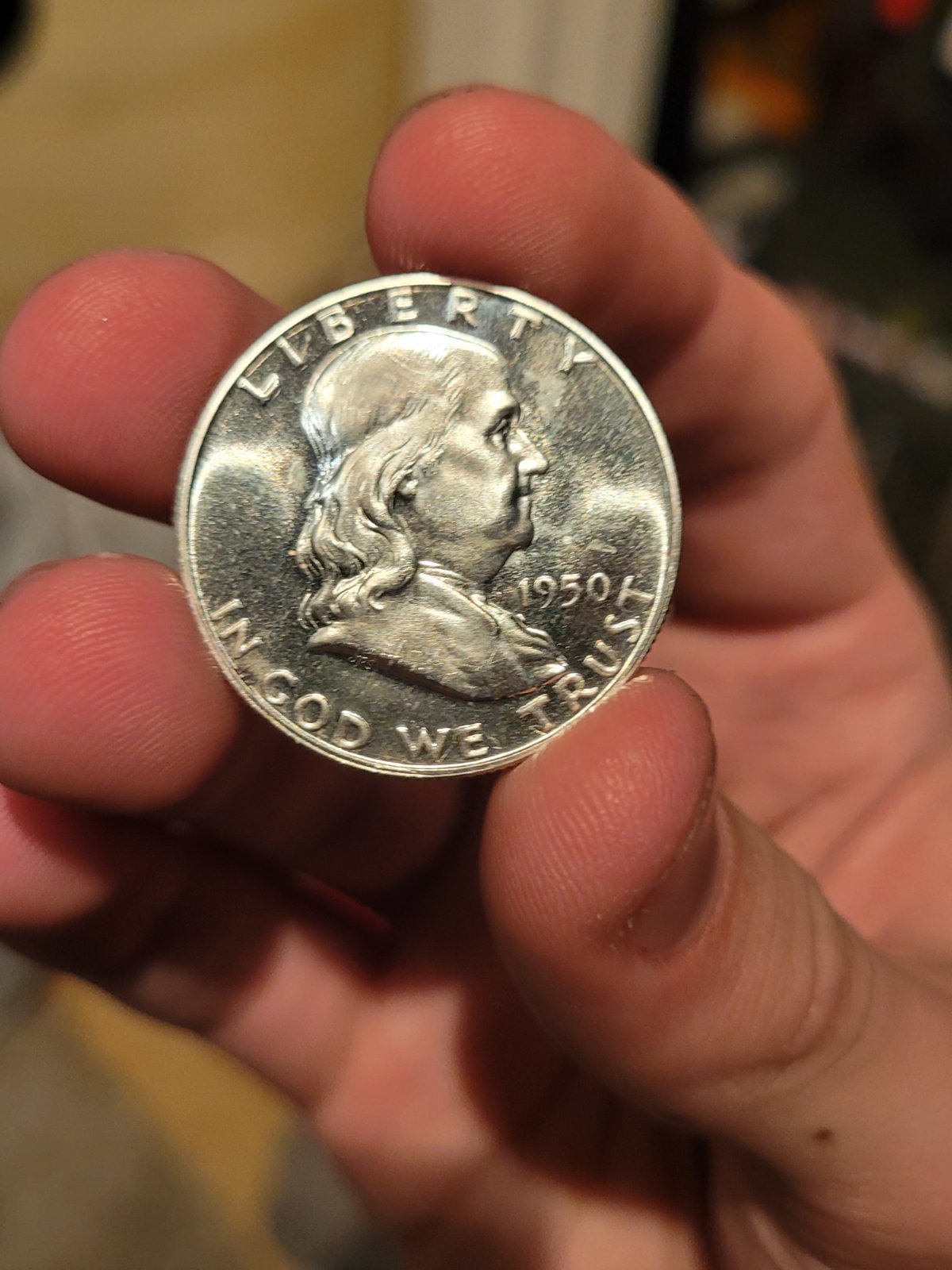 1950-Franklin-Half-Dollar-Proof-Before-And-After