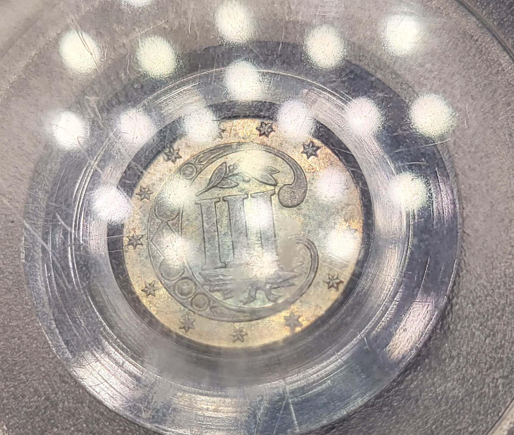 ANA-Newp-#4:-1862-3-Cent-Silver-PCGS-MS-63-CAC-OGH