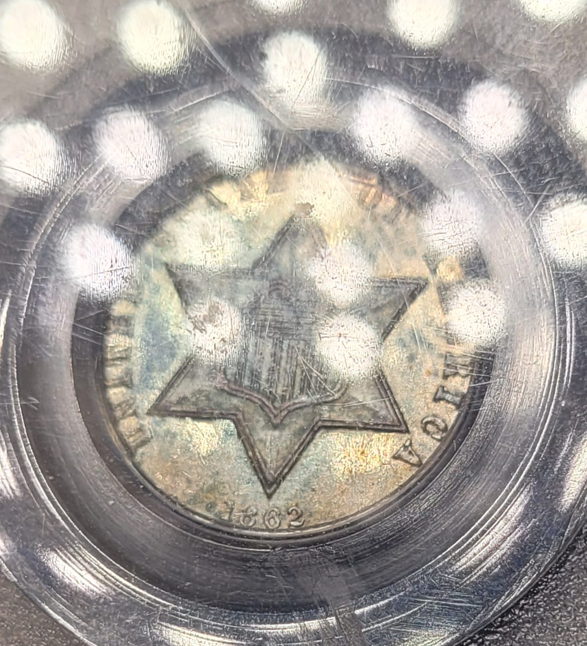 ANA-Newp-#4:-1862-3-Cent-Silver-PCGS-MS-63-CAC-OGH