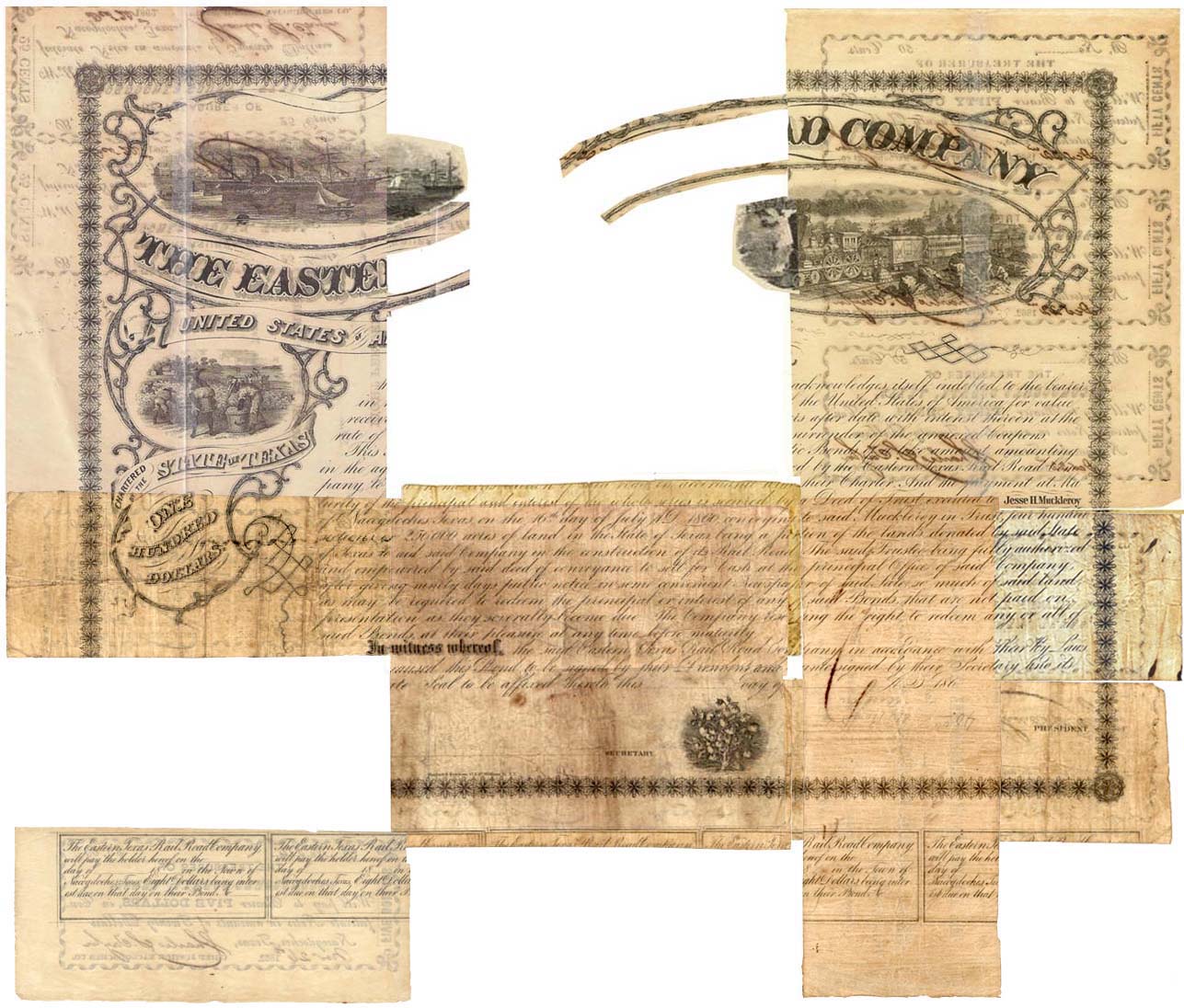 Uncut-Confederate-Notes-Printed-On-Back-Of-Bank-Drafts-Page.
