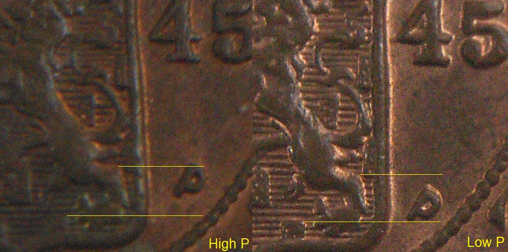 Netherlands-East-Indies-1/2-Cent-1945-P-High-&-Low-P