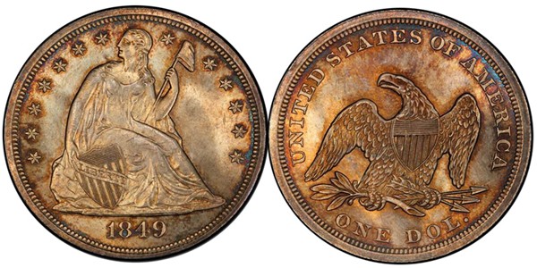 1849-$1-PCGS-MS-65