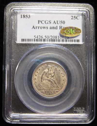 1853-Quarter-Gold-CAC-Sticker