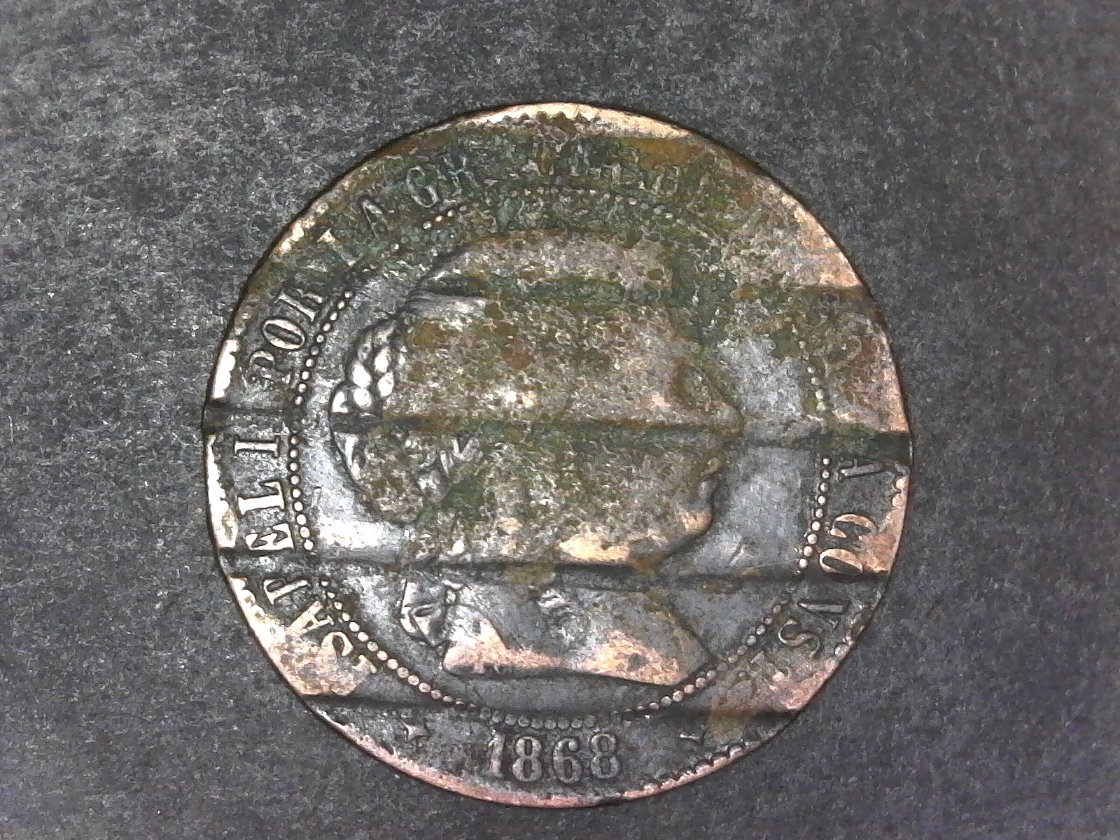 Waffled-Or-Cancelled-1868-2-1/2-Centimos?--Did-They-Do-That-Back-Then?