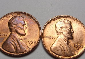 Any-Thoughts-On-These-2-1958-D-Wheat-Pennies,-Ears,-Chin,-Neck,?-Thank-You