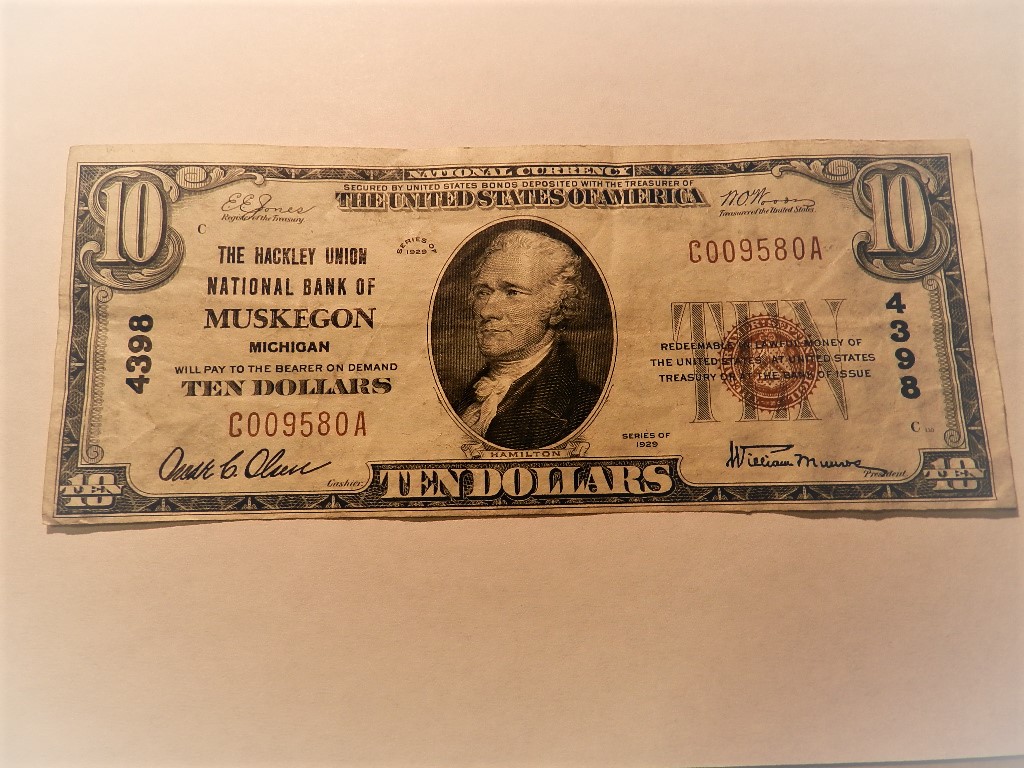1929-$10.00-USA-Bank-Note