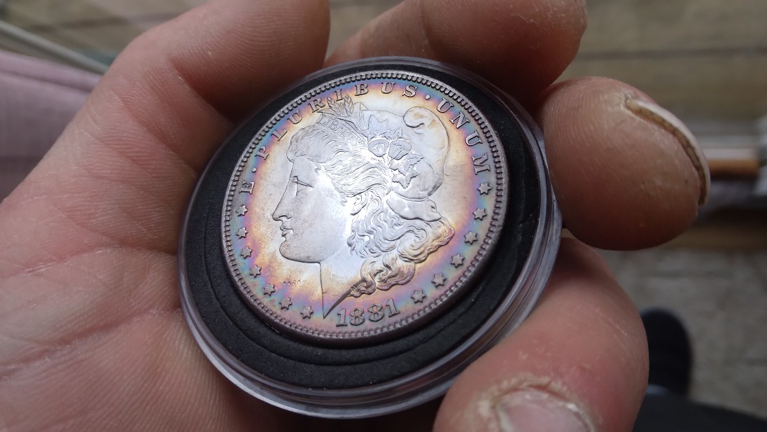 My-First-Morgan-Silver-Dollar-1881-S-Rainbow-Toned-Edges-What's-The-Grade?