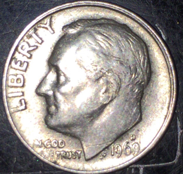 1969-D-Roosevelt-Dime-Error/-Damage