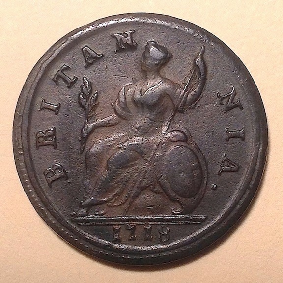 1718-Halfpenny-N-Over-A-In-Britannia.