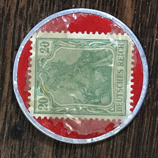 Deutsches-Reich-Encased-20-Pfennig-Stamp---Info-Requested