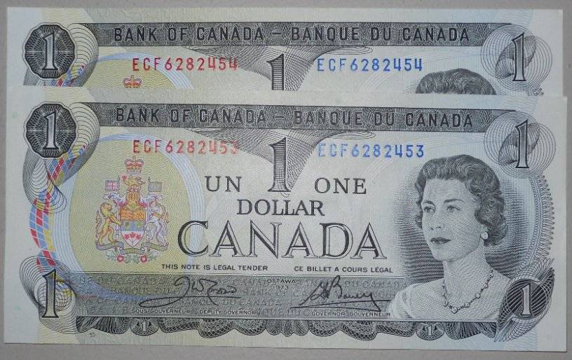 Consecutive--Canada-One-Dollar-Bills