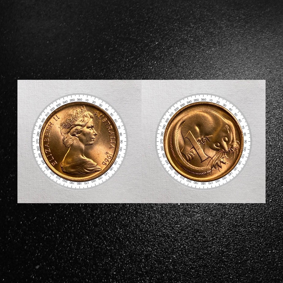 1966-Australian-1-Cent-Upset-Error---Blunted-First-Whisker-Variety--Unc,