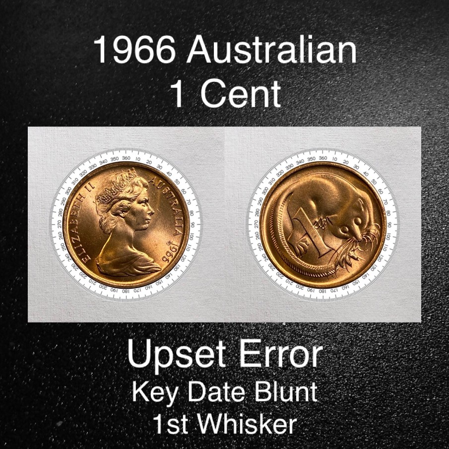 1966-Australian-1-Cent-Upset-Error---Blunted-First-Whisker-Variety--Unc,