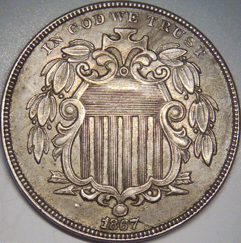 For-Grading---1867-Shield-Nickel---With-Rays