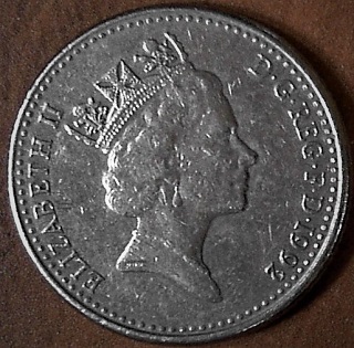 1992-UK-Ten-Pence-From-A-Roll-Of-US-Quarters