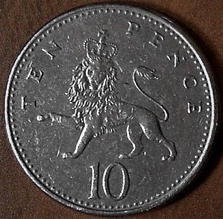 1992-UK-Ten-Pence-From-A-Roll-Of-US-Quarters