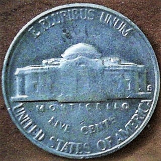 1954-S-Jefferson-Nickel:-Devices-In-Liberty-Are-Crowded
