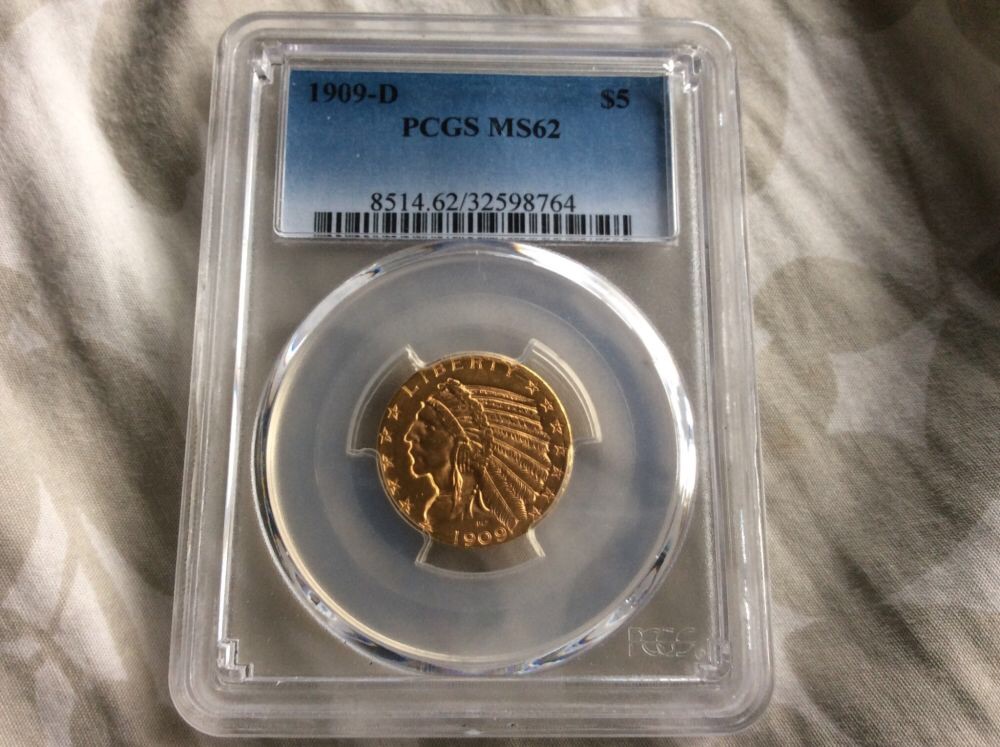 1909-D-$5-Indian-For-Grading