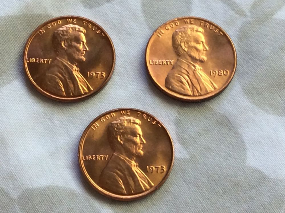 2x-1973-Cents,-And-1980-Cent-For-Grading