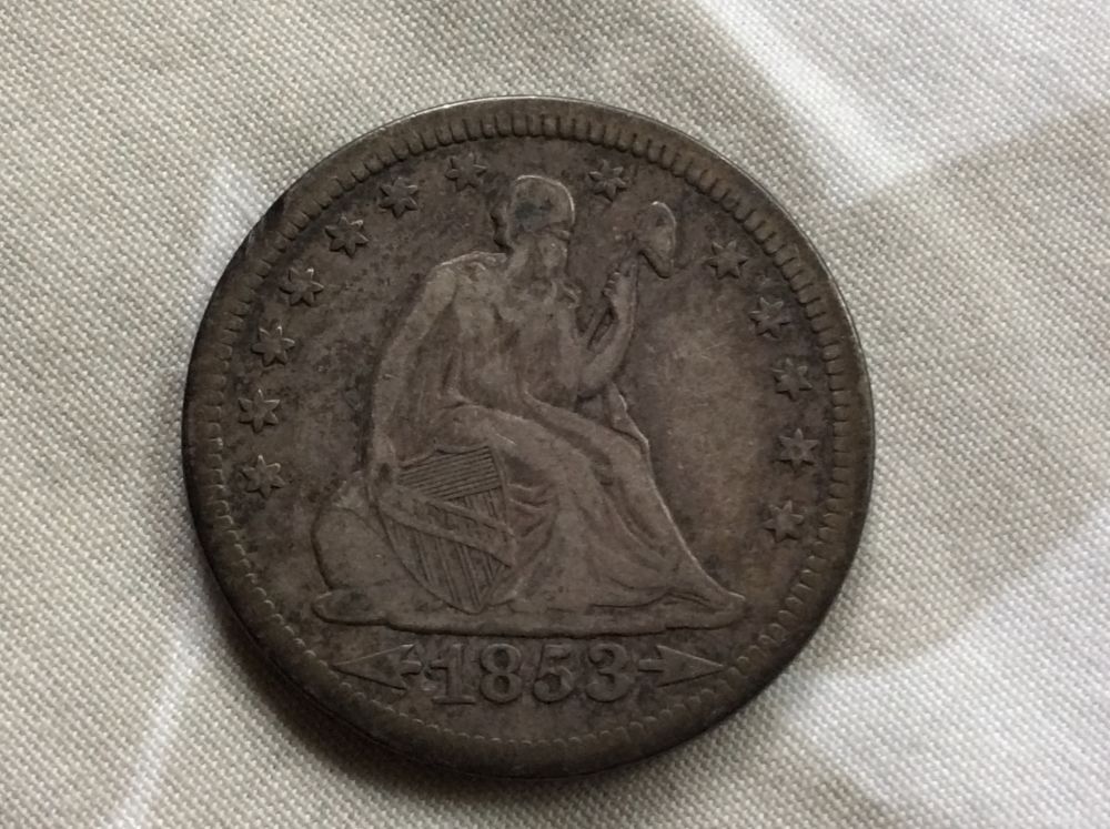 1934-Bust-Quarter,-1875-S-20c,-1877-CC-Quarter-And-1853-Quarter-For-Grading