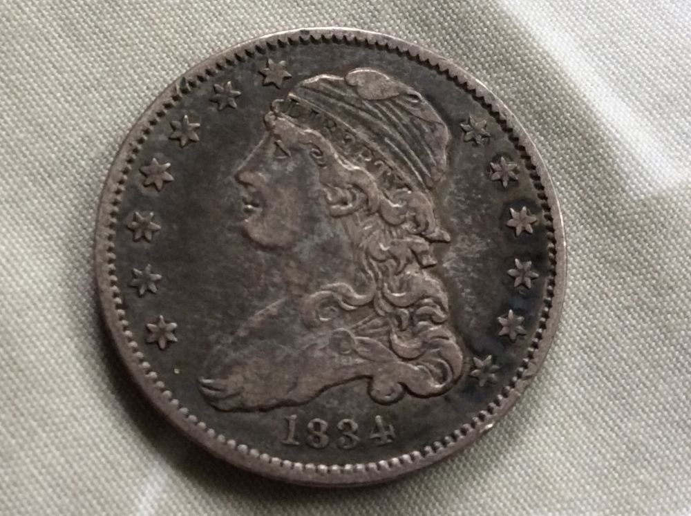 1934-Bust-Quarter,-1875-S-20c,-1877-CC-Quarter-And-1853-Quarter-For-Grading