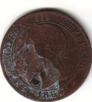 Nepoleon--III-1864-French-Coin---Unusual-Obverse?