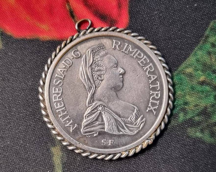 Maria-Thaler-Coin-Pendant-With-Opposite-Wording-Id:-Likely-Fake-Maria-Theresa-Thaler