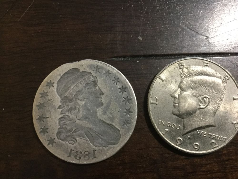 Possible-1831-Capped-Bust-Half-In-Collar,-First-Strike-Mirror-Brockage.