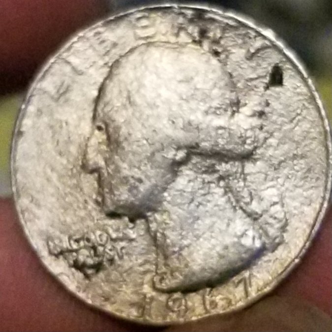 1967-Washington-25c,-Struck-Through?-Planchet-Error?-Or-PMD?