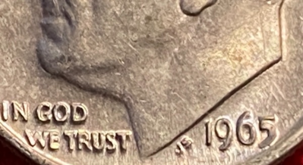1965-Dime,-Some-Leaves-Are-Missing-At-The-Back.