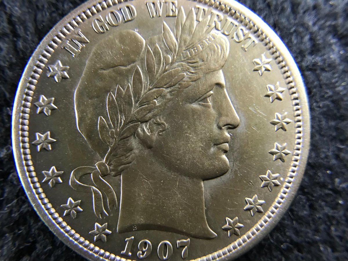 1907-Barber-Half---Unusual-Toning