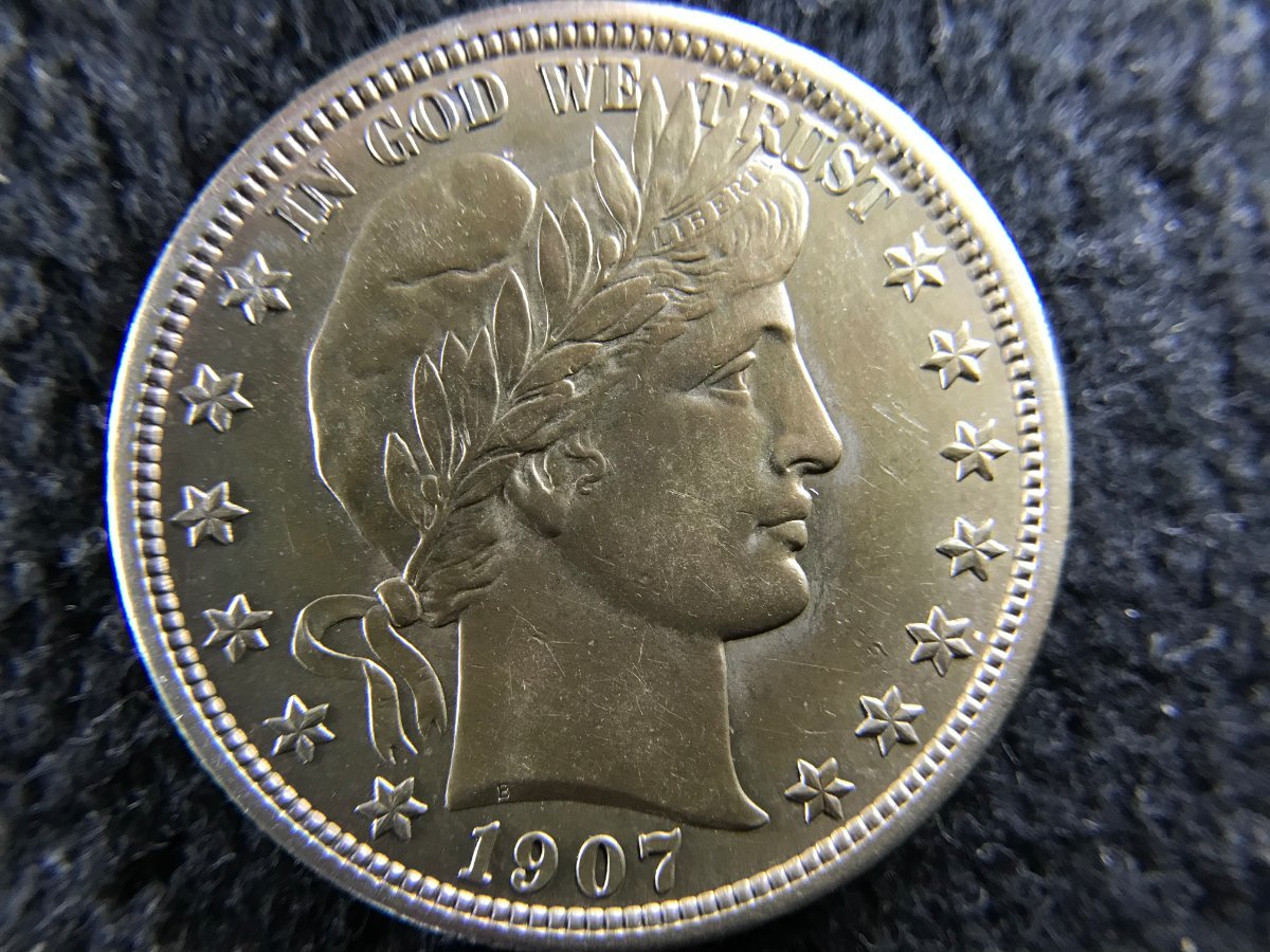 1907-Barber-Half---Unusual-Toning