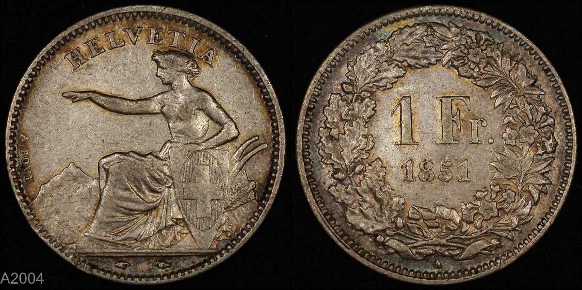1851-A-Swiss-Franc-For-Grading