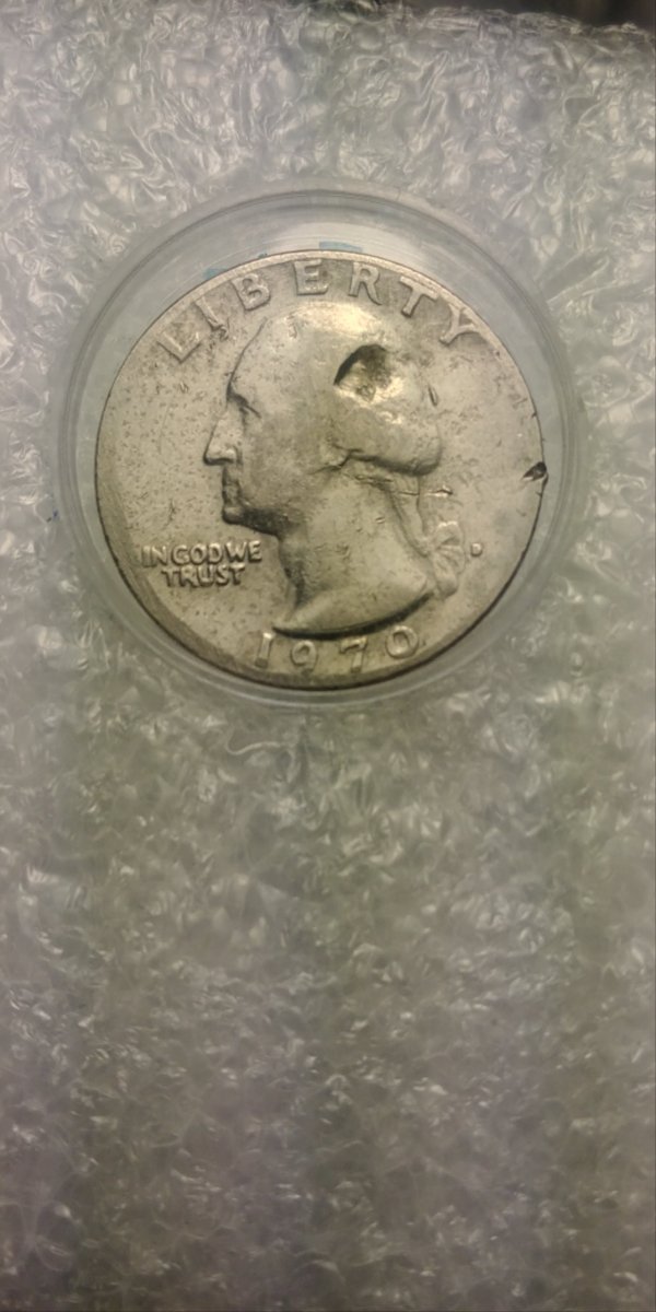 1970--D-25c-Washington-Quarter:-Error/-Variety--Damage/-Doctored?