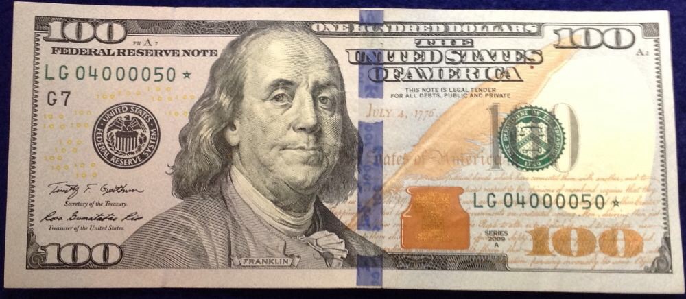 Series-2009-A-$100-Fr-Star-Note-With-6---Zeros!--Keeper?
