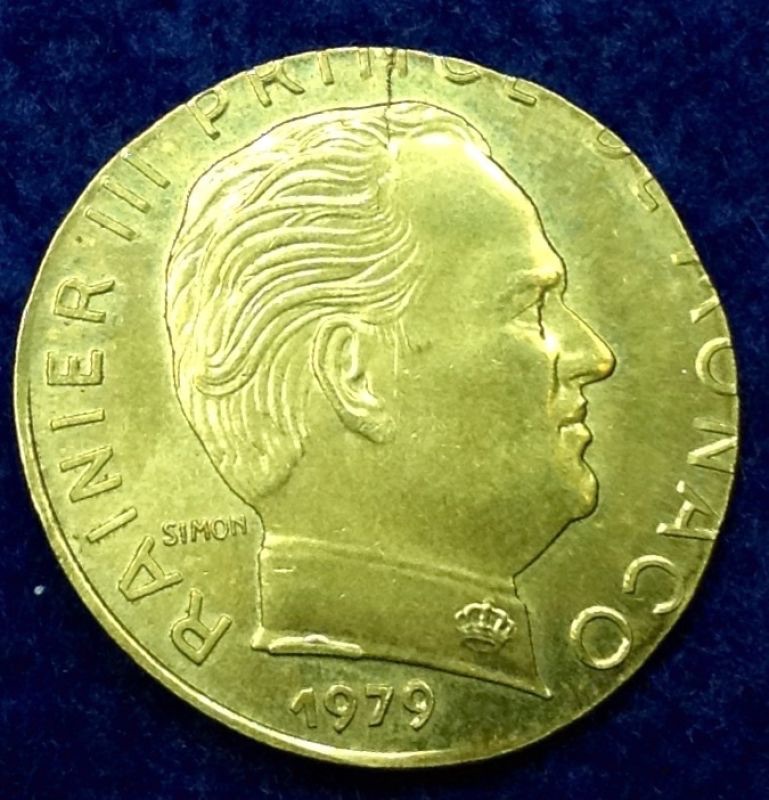 1979-Monaco-20-Cmes-Struck-On-10-Cmes-Planchet?